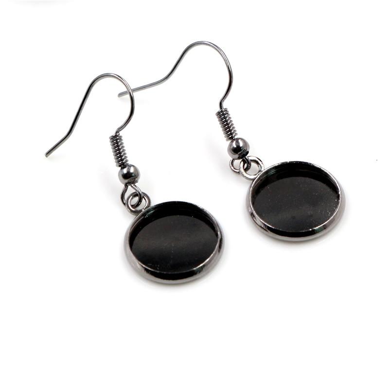 10 Stück 12mm Tablett-Fassung Cabochon Ohrhaken Rohling Fassung Runder Anhänger Ohrbasis Komponenten Für DIY Glas Cameo Schmuckherstellung