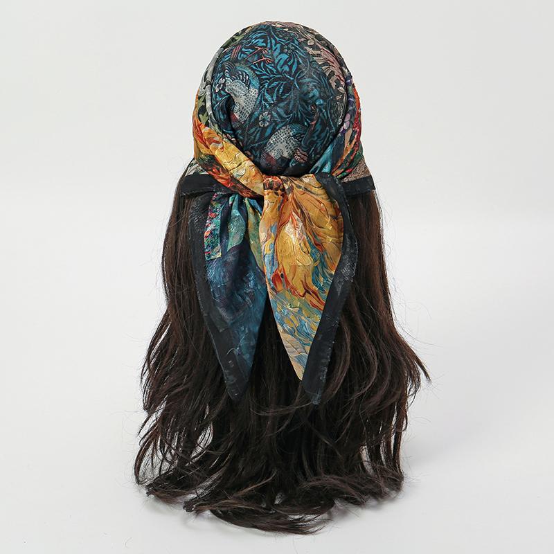 Luxury Brand Silk Square Oil Scarf Women Satin Neck Hair Tie Band Soft Work Neckerchife NEW Hijab Head Female Foulard