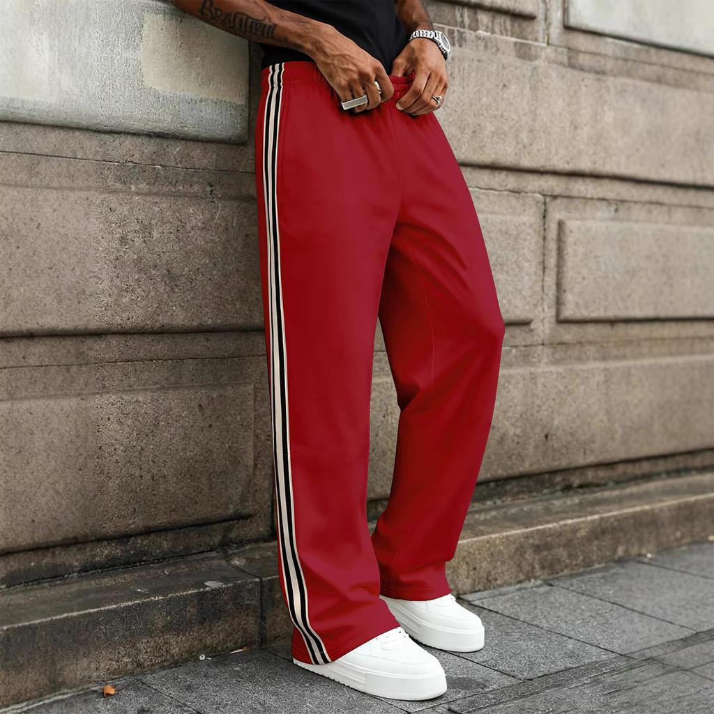 Men's Straight Leg Track Pants with Side Stripe Athletic Style for father day gifts and my orders Suitable for Daily Wear