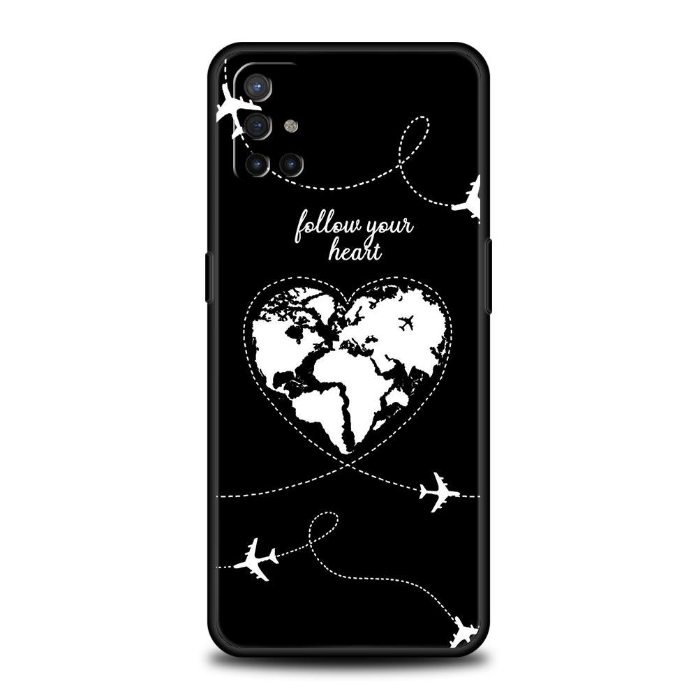 Phone Case For OnePlus 12 11 10 9 Pro 9T 12R 10R 9RT 10T 8T 8 7 6T 7T Nord 2T CE 2 5G Cover Cartoon World map scenery direction