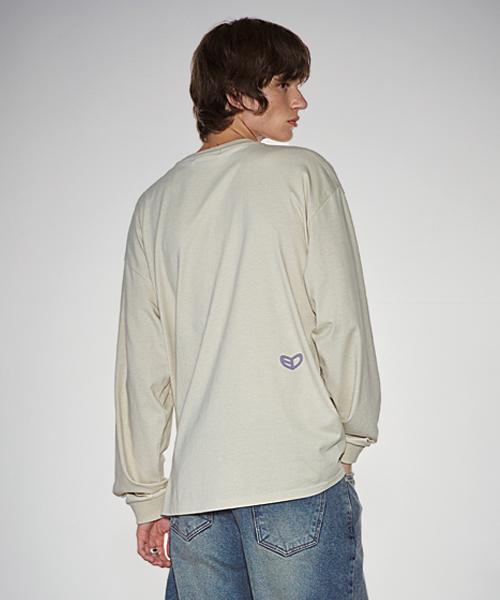 Ichidipeo Blur Heart Long Sleeve_Beige