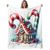 1pc Candy House Flannel Blanket - Soft Warm Cozy Bedspread Suitable for Living Room, Bedroom, Sofa - All-Season Christmas Gift with Cute House & Candy