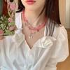 Boho Colorful Beaded Butterfly Necklace for Women Girls Handmade Sweet Imitation Pearl Chain Aesthetic Y2K Jewelry Accessories
