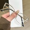 New Fashion Diamond Studded Metal Eyeglass Frame for Women Clear Lenses Glasses Fashionable Cat Eye Computer Goggles
