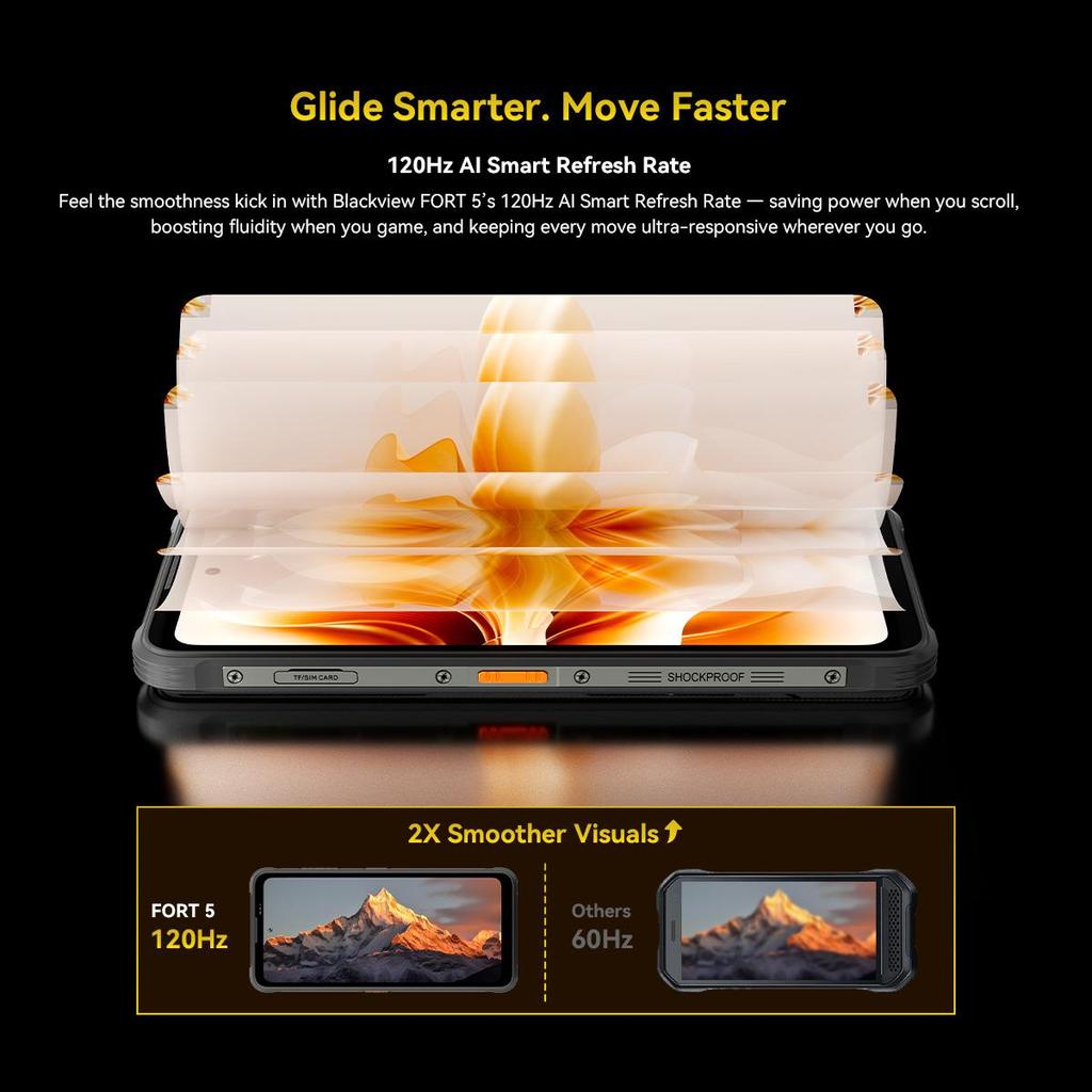 Blackview Fort 5 Android 16 Rugged Smartphone, 36GB RAM + 256GB ROM Smartphone 5000mAh/33W, 6.78”IPS 120Hz, 108MP+13MP Night Vision, NFC/IP68/IP69K