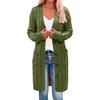 Solid Color Long Sleeve Women Cardigan Button Down Pockets Open Front Twist Sweater Coat Outerwear