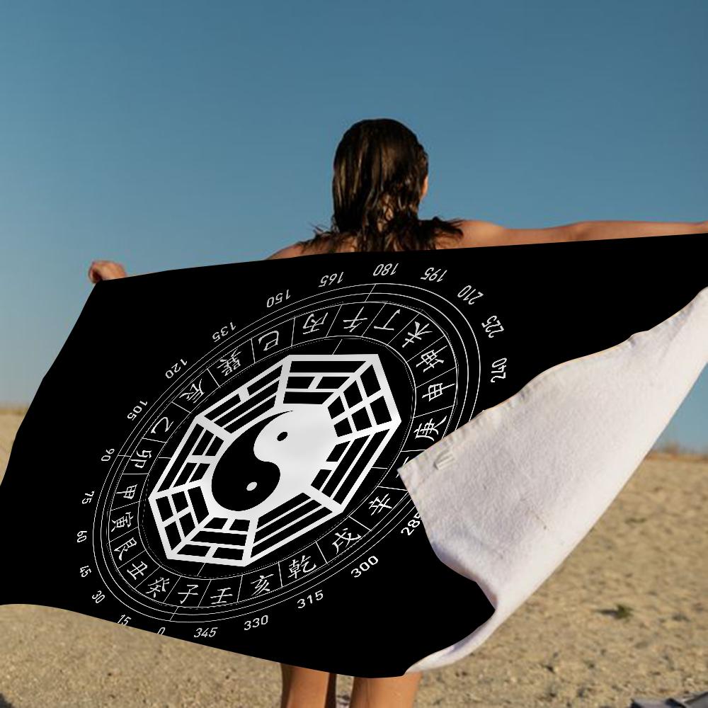 

Nature Yin Yang Chinese Tai Chi Bagua Microfiber Blanket Quick Drying Beach Towels Printing Super Absorbent Pool Towel Blanket W30*H60(CM)