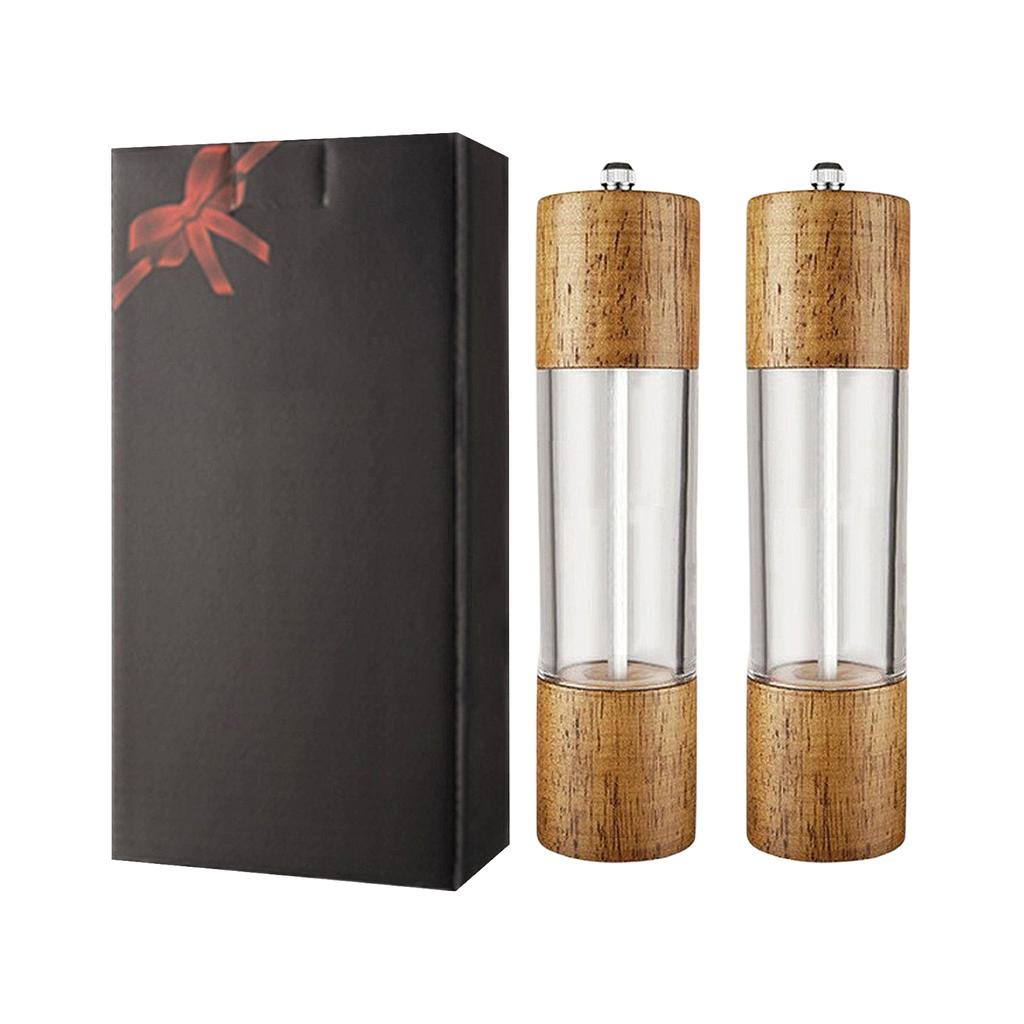 Manual Acrylic and Wood Grinder for Peppercorn Sea Salt and Spice Seasoning Bottle with Hand Crank Design for Kitchen Use