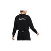 Nike Brand Logo Pullover Cropped Long Sleeve Sweatshirt for Women Black