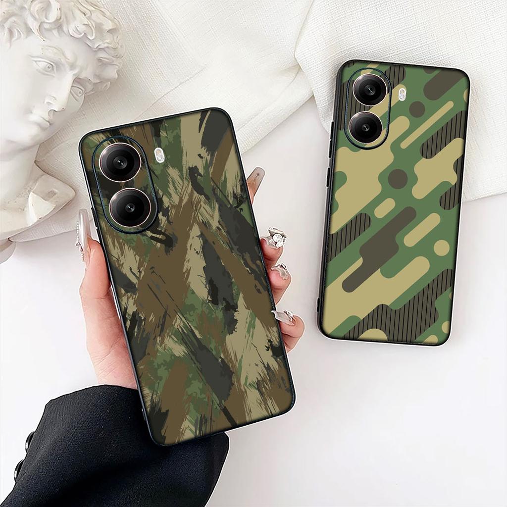 Camo Military Army Camouflage Pattern Phone Case for Apple iPhone 16 17 Air 14 15 Pro Max Plus 16+ 16E 14+ ProMax Soft Cover