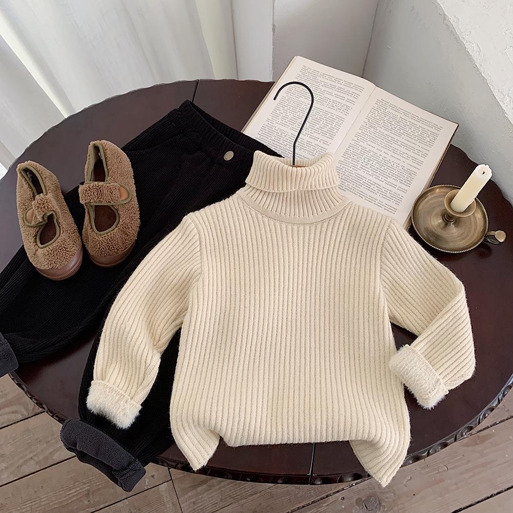 

Детский вязаный свитер с высоким воротником в корейском стиле Kino с флисовой подкладкой для зимы 120 cm