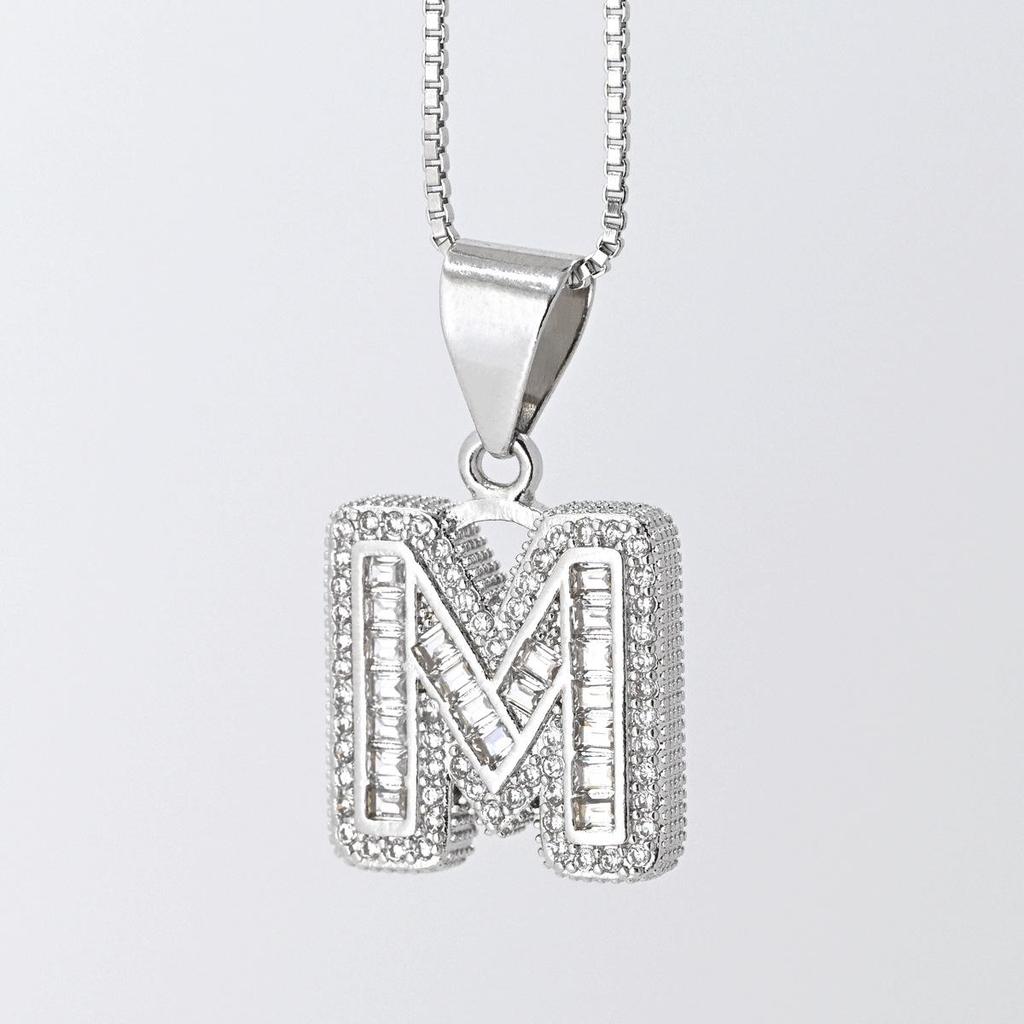 Cross Pendant with Micro Pave Cubic Zirconia - 26 Letter Options for DIY Jewelry Accessories