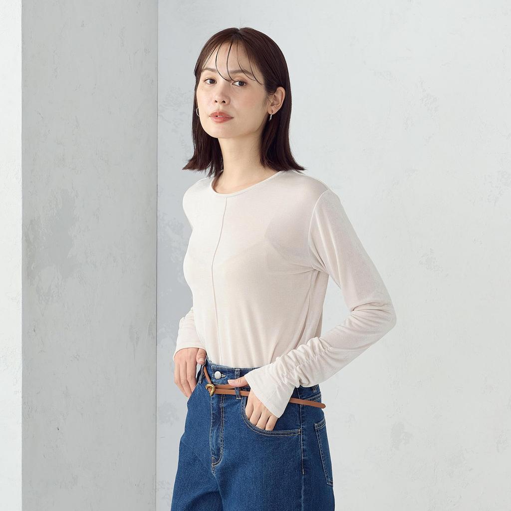 [Comme Ca Ism] Shiny Crew Neck Top 12-68CM09-205 Ivory L