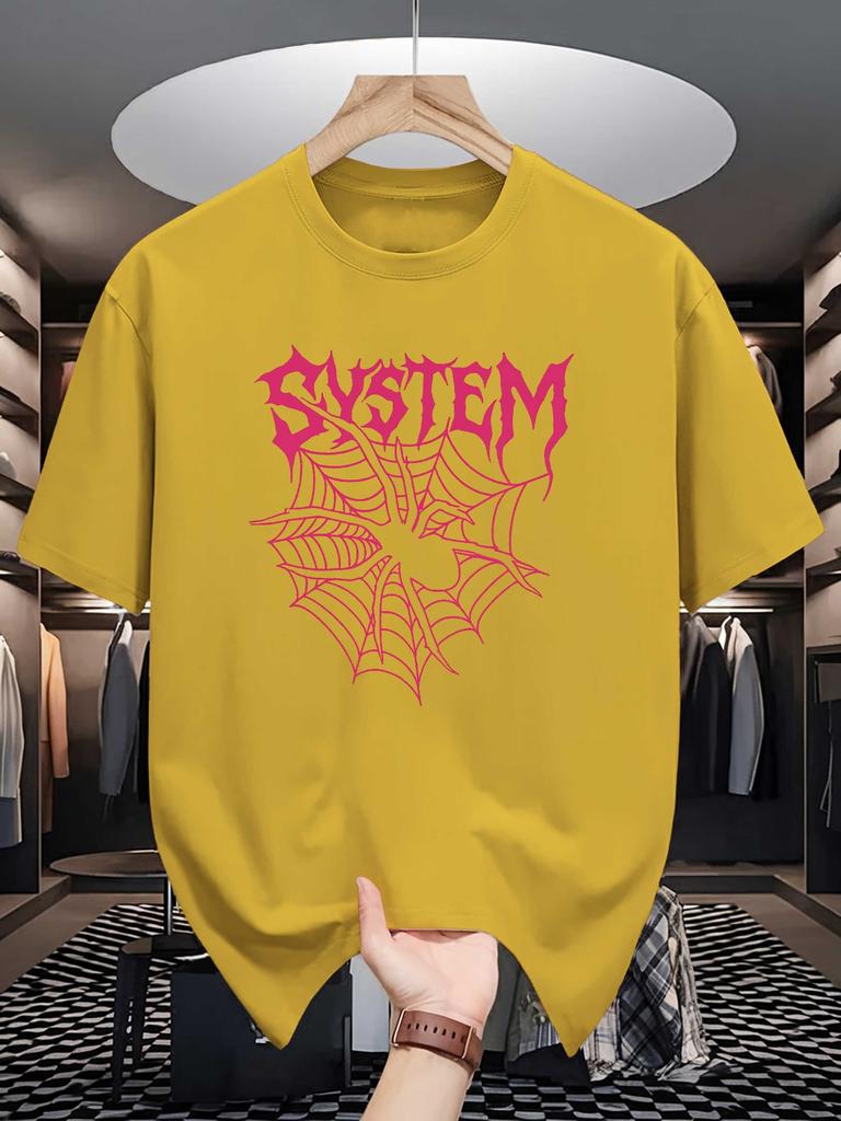 Unisexs Crew Neck T Shirt Dark Punk System Text Spider Web Gothic Art Graphic Short Sleeve Casual Cotton Alternative Street Tees