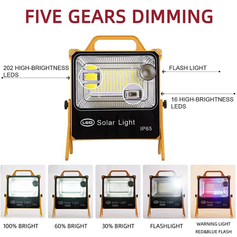 Portable Led Solar Flood Light With Ip65 Waterproof High Brightness Perfect For Outdoor Camping Hiking Emergency Lighting