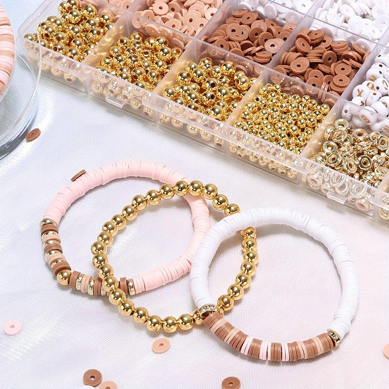 Style DIY Clay Beads Bracelet Making Kit Friendship Golden Letter Beads Kit for Jewelry Making Women Teen Girls Birthday Gift