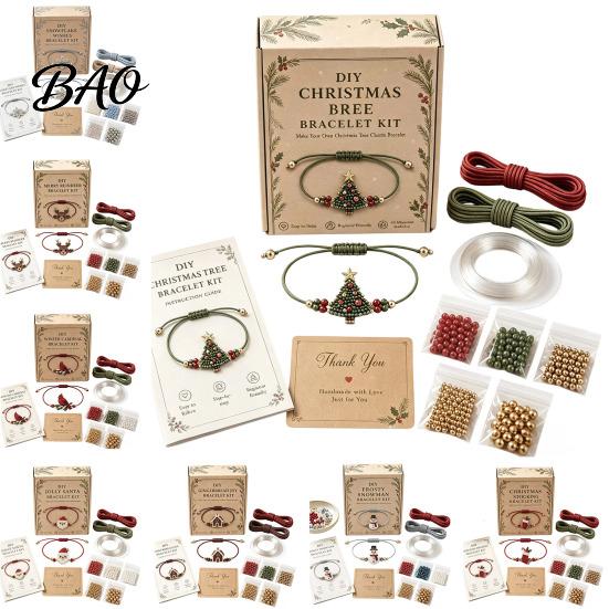 Beads for Jewelry Making DIY Christmas Beaded Bracelet Kit, Holiday Handmade Craft Supplies, Xmas Beading Sets Kids Bead Kit Adults, Kids, Family