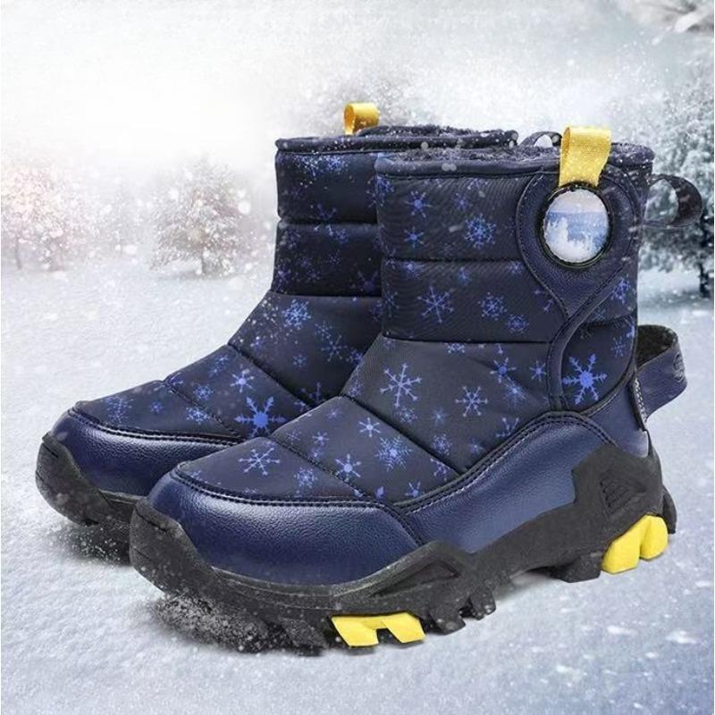 Children's Snow Boots with Thick Waterproof Design, Boys' Anti-slip Cotton Shoes, Girls' Cotton Boots