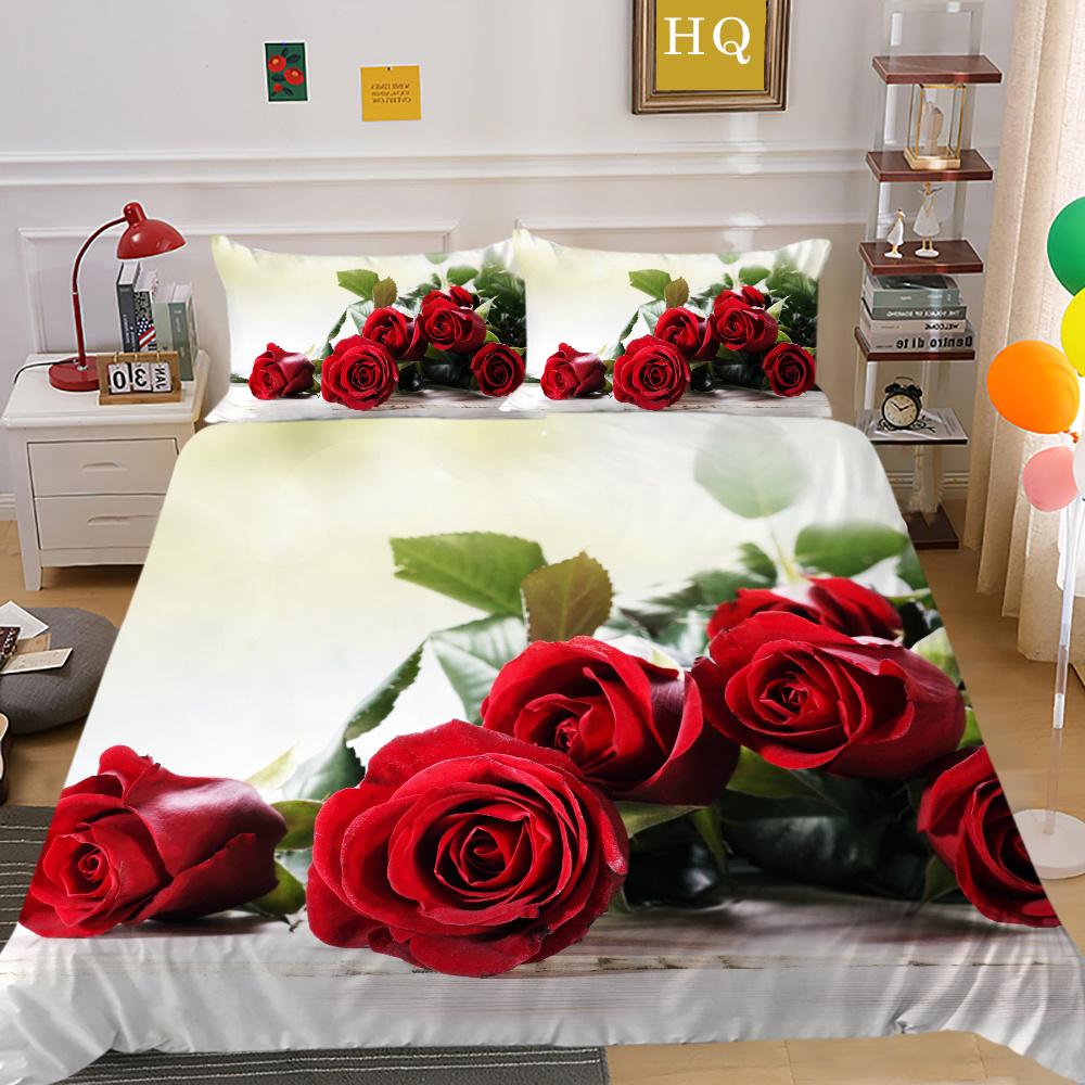 Flowers Printed Bed Clothes Double Size Polyester Bedspreads Gir Fashion High Ranking Home Bedclothes