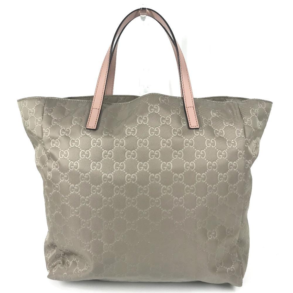 GUCCI 282439 GG logo Bag Tote Bag Hand Bag Leather / Nylon pink/gray