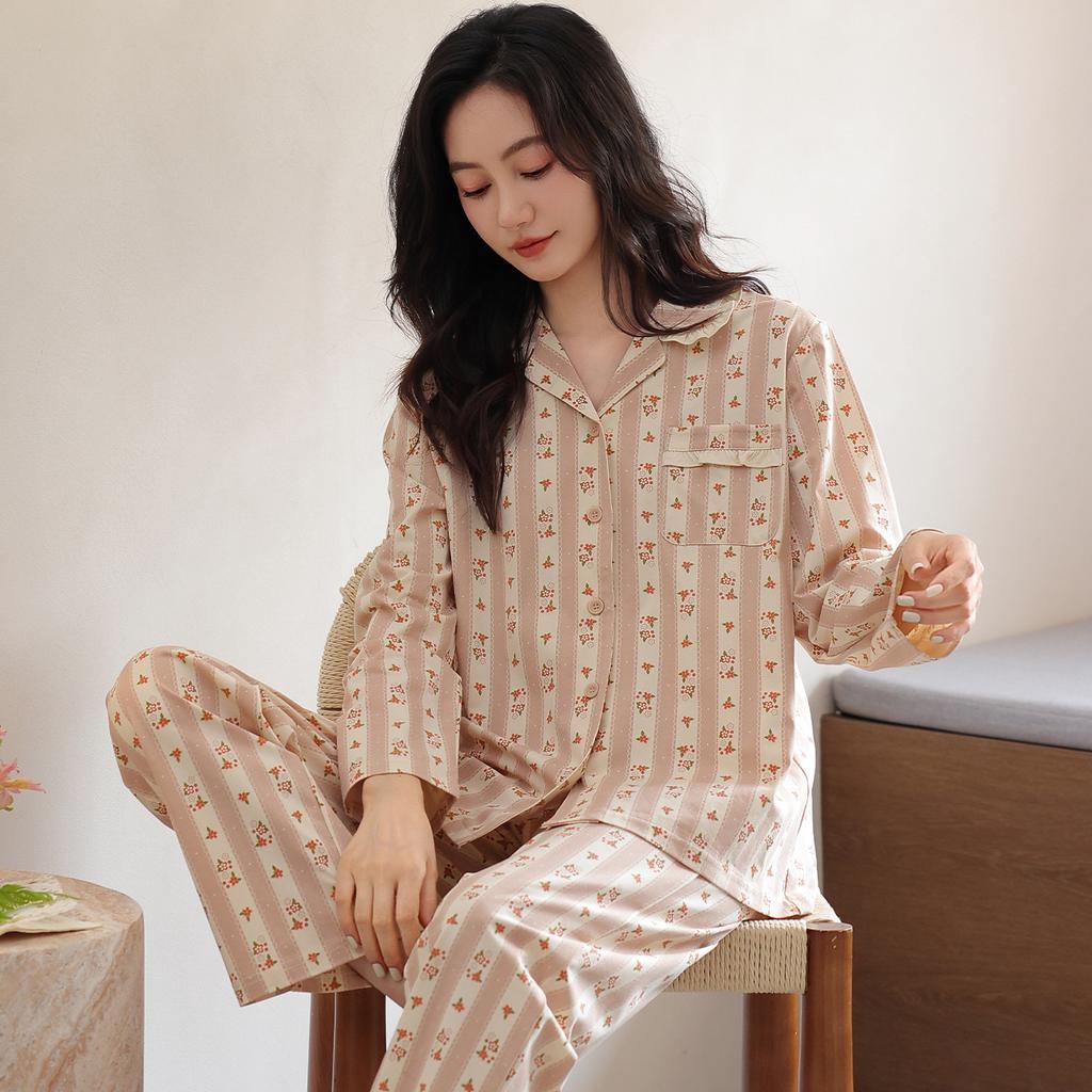 Cotton pajamas mother among the elderly grandmother women cotton long sleeves spring and autumn 1011 new loungewear set
