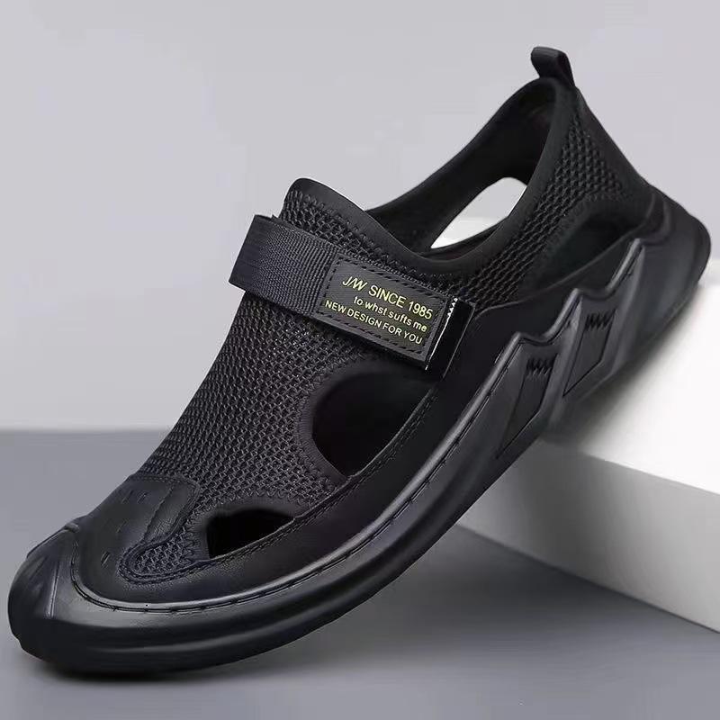 Breathable Sport Mesh Skate Shoes: Men's Soft Leather, Versatile Youth Fashion, Comfortable Non-slip Sandals
