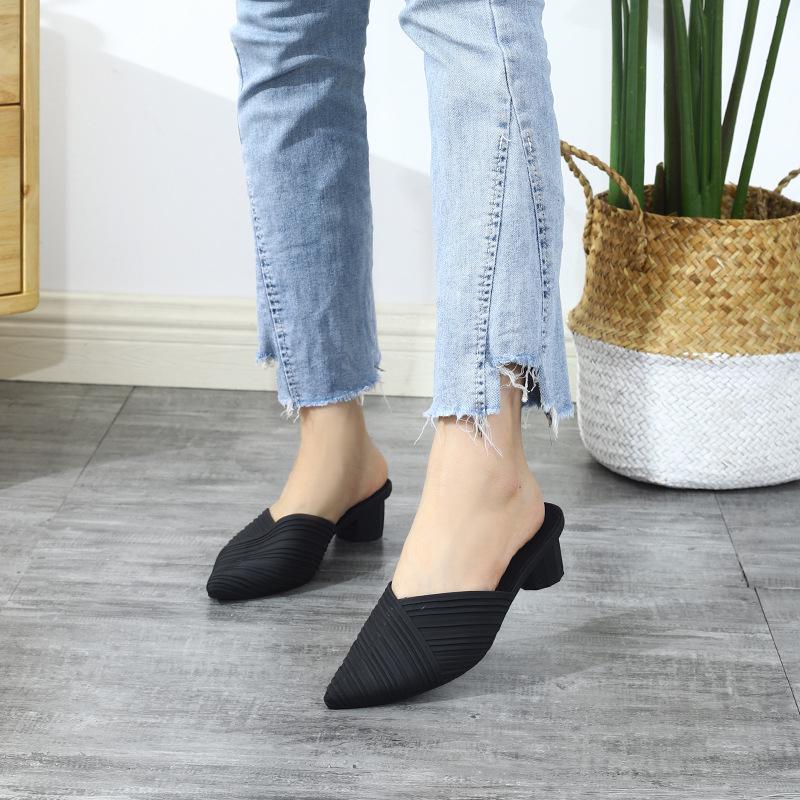 Korean Style Pointed Toe Wedge Heel Casual Jelly Sandals for Women