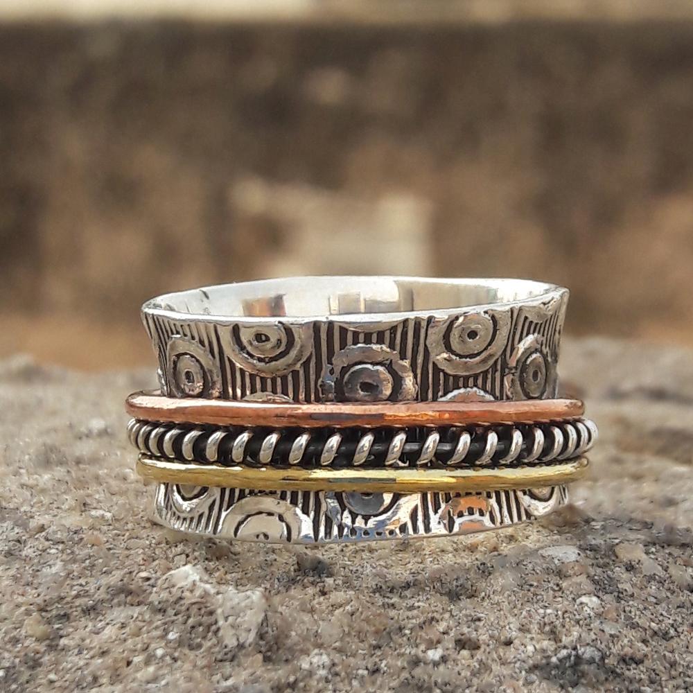 Spinner Ring, Fidget Ring, Flower Spinner Ring, Solid 925 Sterling Silver Ring, Anxiety Ring, Spin Ring, Handmade Ring, Meditation Ring, New Year Gift