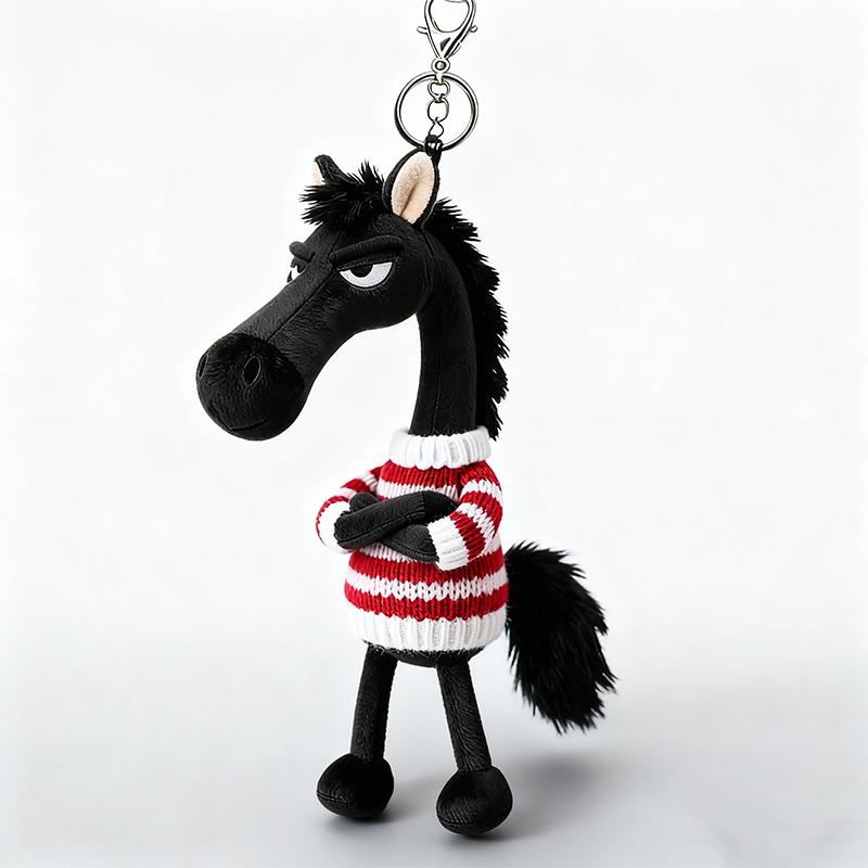 Tianxuan Black Horse Plush Toy Bag Charm Keychain Doll Clothes Doll Children'S Toy