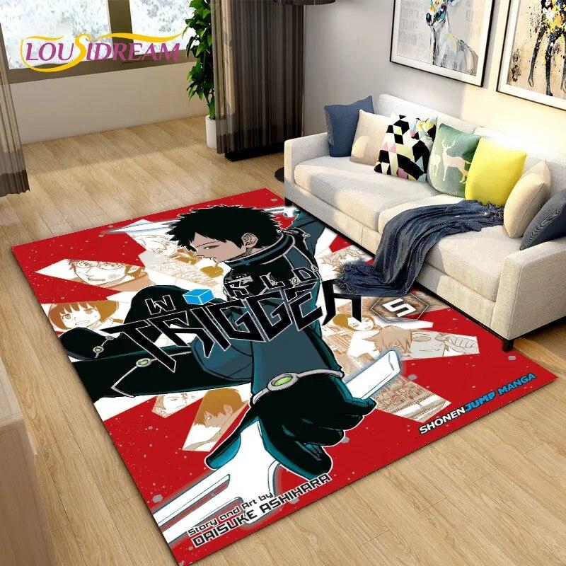 Tapete de área de desenho animado World Trigger Anime, tapete de carpete para sala de estar, quarto, sofá, capacho, decoração, crianças brincam, tapete de chão antiderrapante