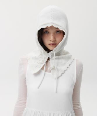Ohesio Lace Knit Balaclava, White