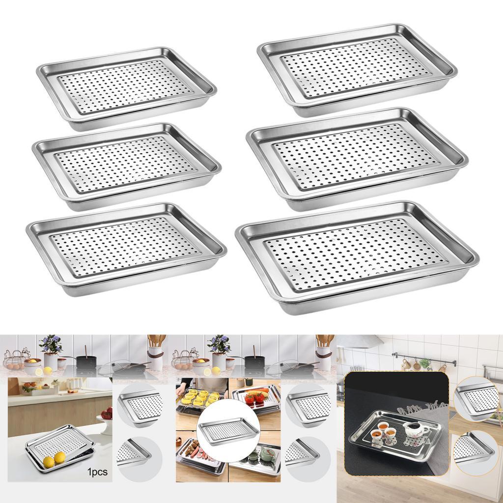 Tea Serving Tray Stainless Steel Metal Versatile Organizer Gungfu Tea Table Serving Tray for Home Kitchen Teahouse Party Office