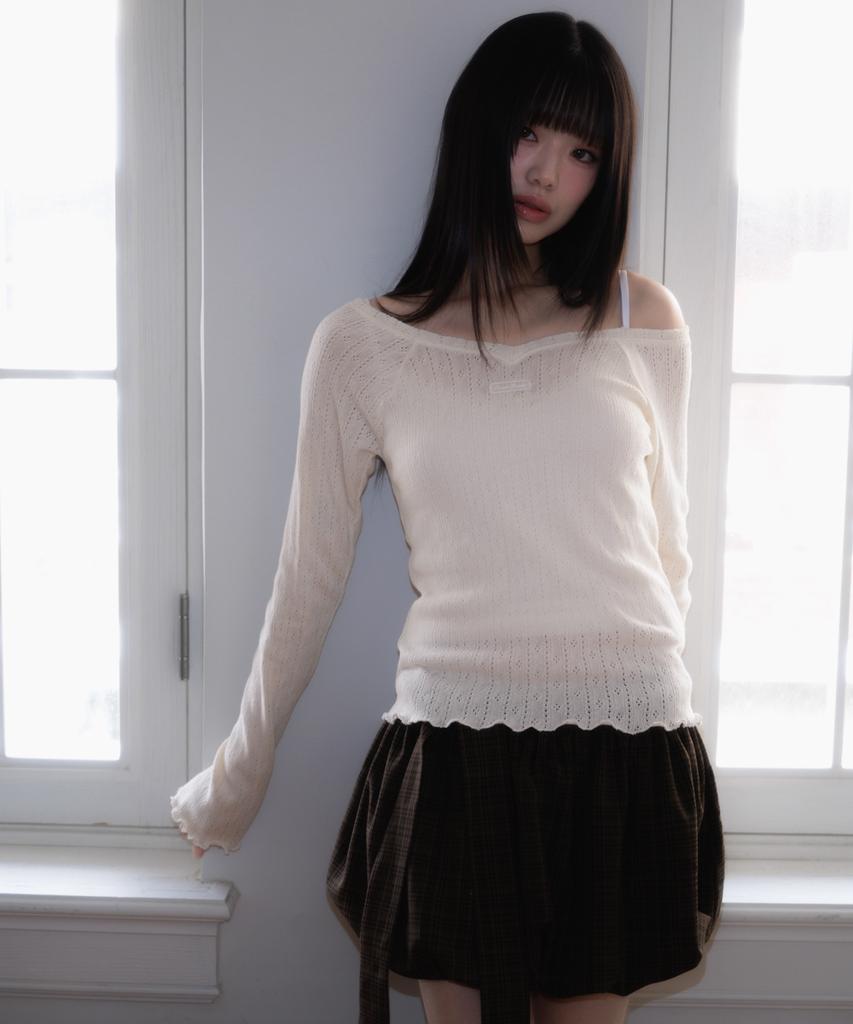 ROSEFRANTZ Balloon Check Belted Miniskirt [Brown]