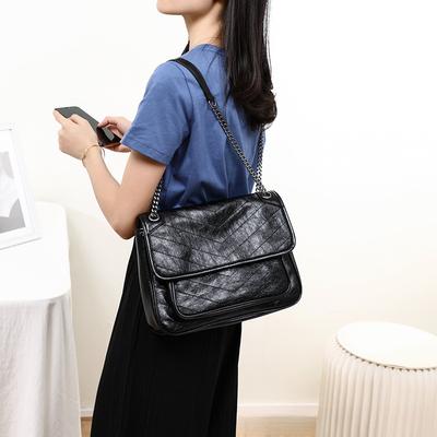 Dámská taška Kožená taška s řetízkem Jednoramenná Ins Crossbody Messenger taška Olejová voskovaná kůže Hobo taška