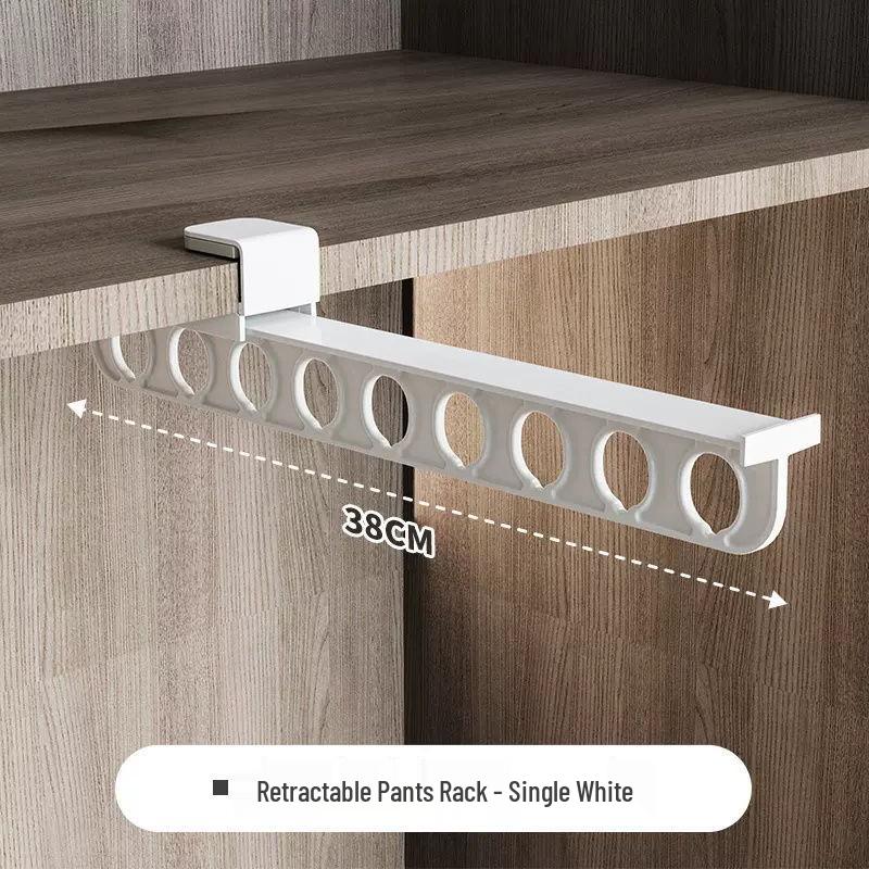 Telescopic Slide Rail Pants Rack - Top Mount Wardrobe Pull-Out Hanger Drawer.
