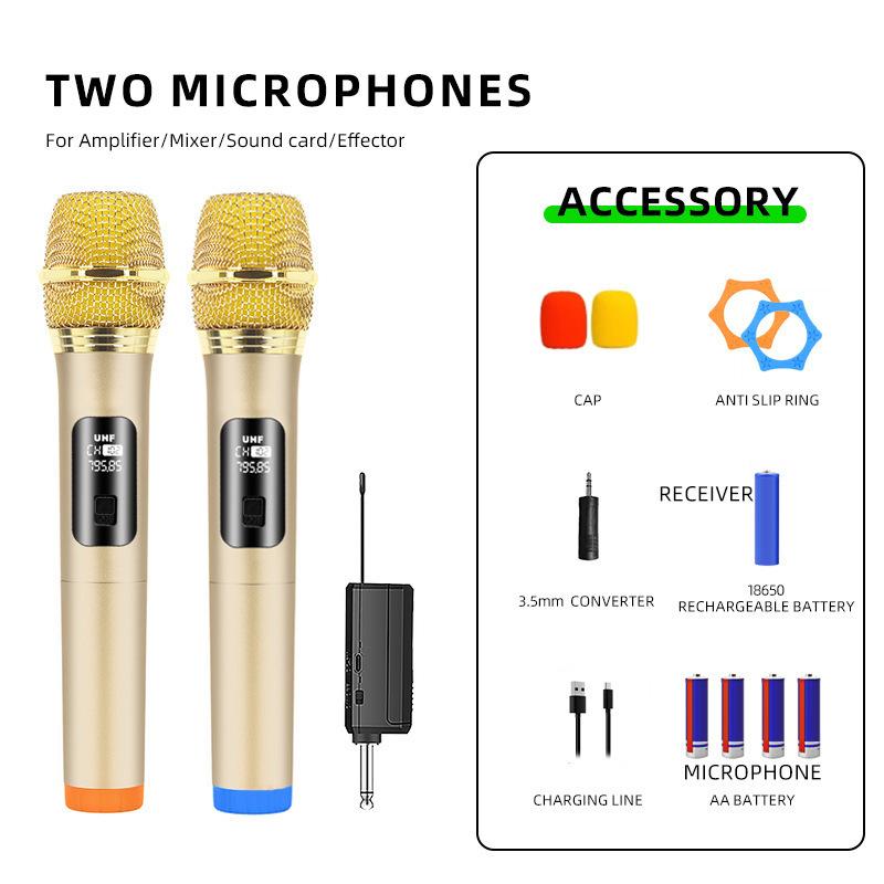 Wireless Microphone 2 Channels VHF Fixed Frequency Handheld Mic Micphone For Party Karaoke Professional Church Show Meeting