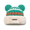 Knitted Beanie with Plush Bear Ear for Students Adult Windproof Winter Hat Striped Bear Ear Shape Keep Warm Cycling Hat