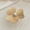 Vintage Geometric Pleated Flower Joint Rings Gold Silver Color Irregular Imitation Pearl Knuckle Ring Hollow Out Fashion Jewelry for Women Men
