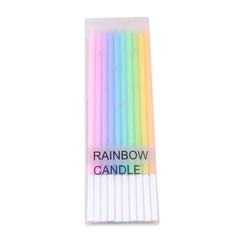 Boxed Rainbow Gradient Rainbow Candle Birthday Candle Creative Color Pencil Slim Candle Cake Decoration