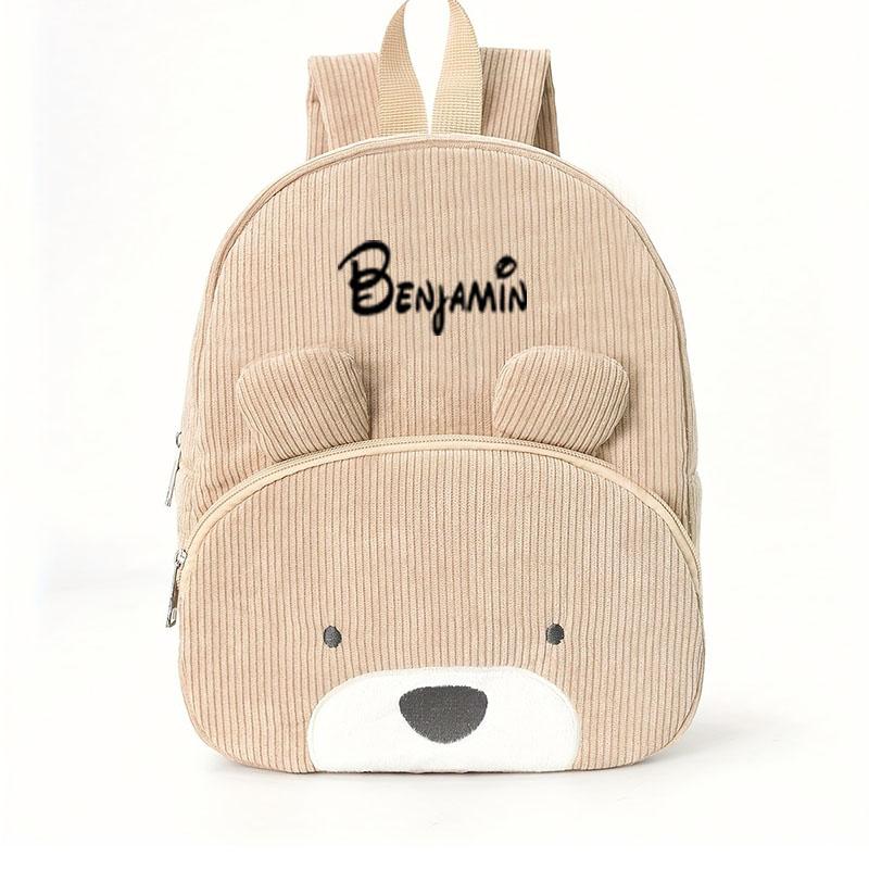 Toddler Backpack Cartoon Bear Corduroy Large Capacity Backpack Embroidered Backpack Plush Bag