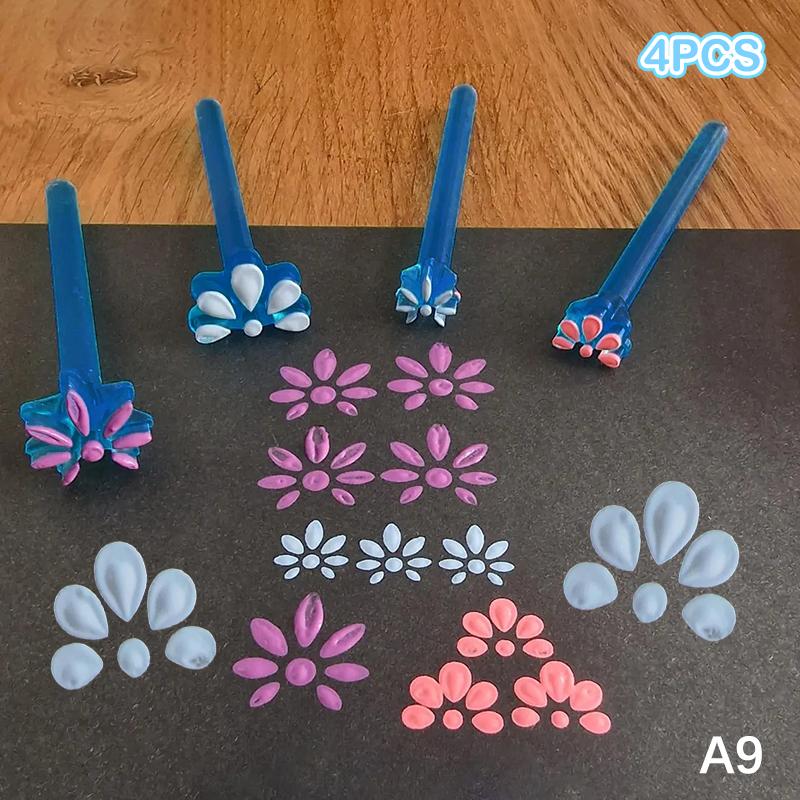 3/4 Stück Blumen-Floral-Punktierwerkzeuge Set Mandala-Punktier-Prägewerkzeuge Für Felsmalerei Stempelstift DIY Graffiti Haus Außen