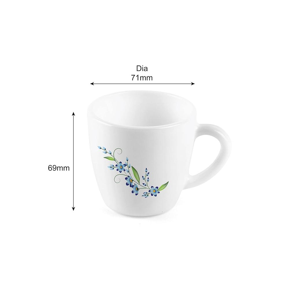 CELLO Microwave Safe Floral Mug Set For Tea Or Coffee Use With Leak Proof Design And Elegant Blue Creeper Pattern