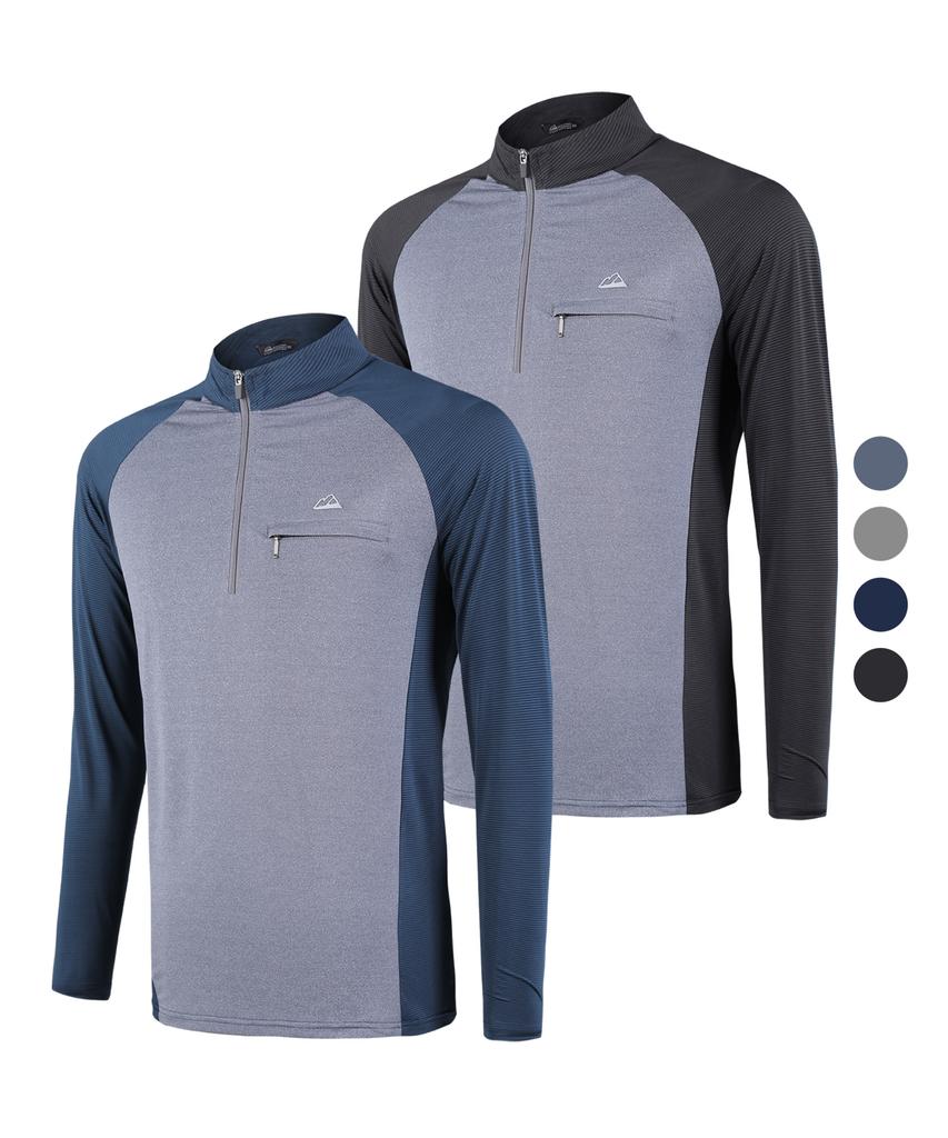 EXTRASPORTY Ocean Blue Men'S Cooling Zip-Up T-Shirt 4 Colors