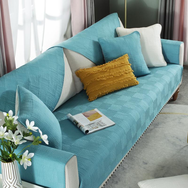 Summer Pure Cotton Sofa Cushion Fabric Simple Four-season Universal Cotton Non-slip Cushion Modern Sofa Cover Cover