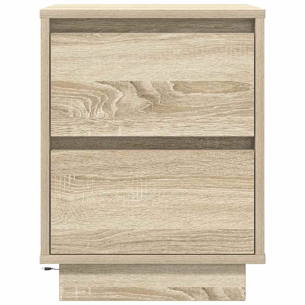 Nightstands with LED Lights 2 Pcs. Sonoma Oak 38x34x50 cm