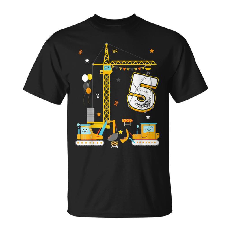 5Th Construction Birthday Party Five Year Old Boy 5 Yr T-Shirt