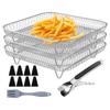 New Air Fryer Rack Stainless Steel Gril Dehydrator Rack Air Fryer Accessories Oven Steamer Roasting Rack Baking Cooking Tools