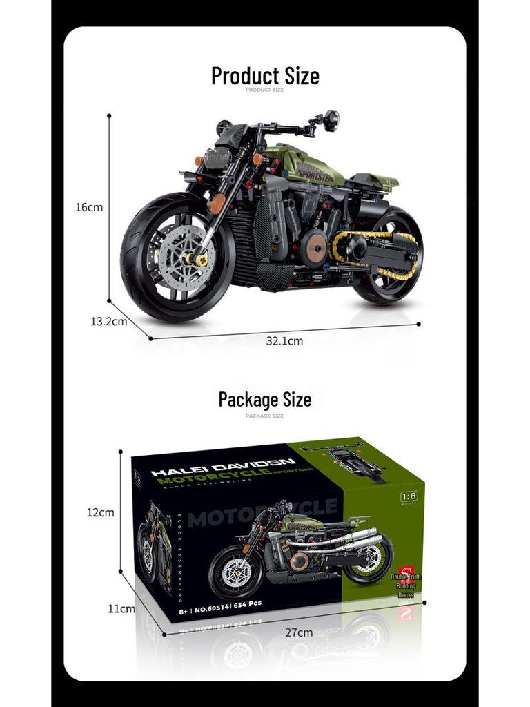 Hanoreton Duke Motorcycle Building Blocks Model - Night Road Edition