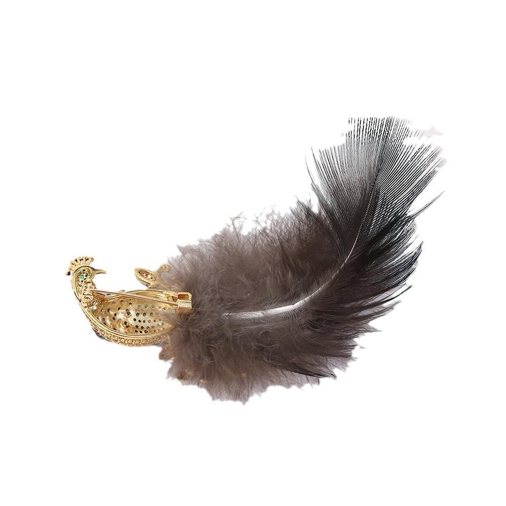 Elegantní brož z pavího peří pro ženy dámy