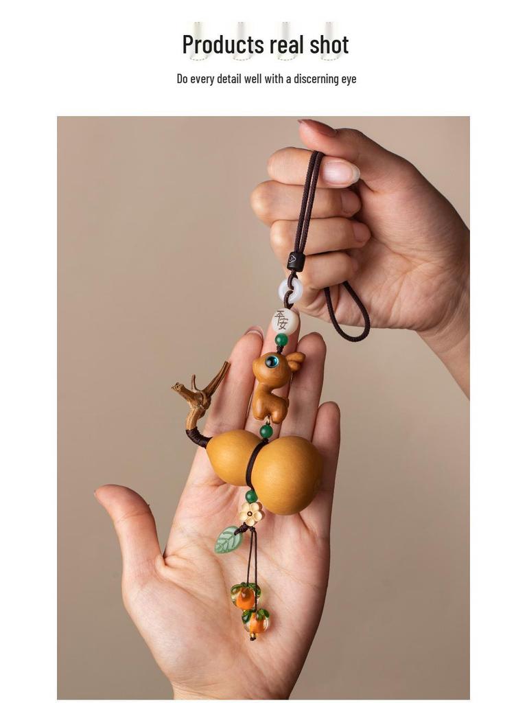 Creative Deer Gourd Car Pendant - New Chinese Style Hanging Ornament for Car Interiors